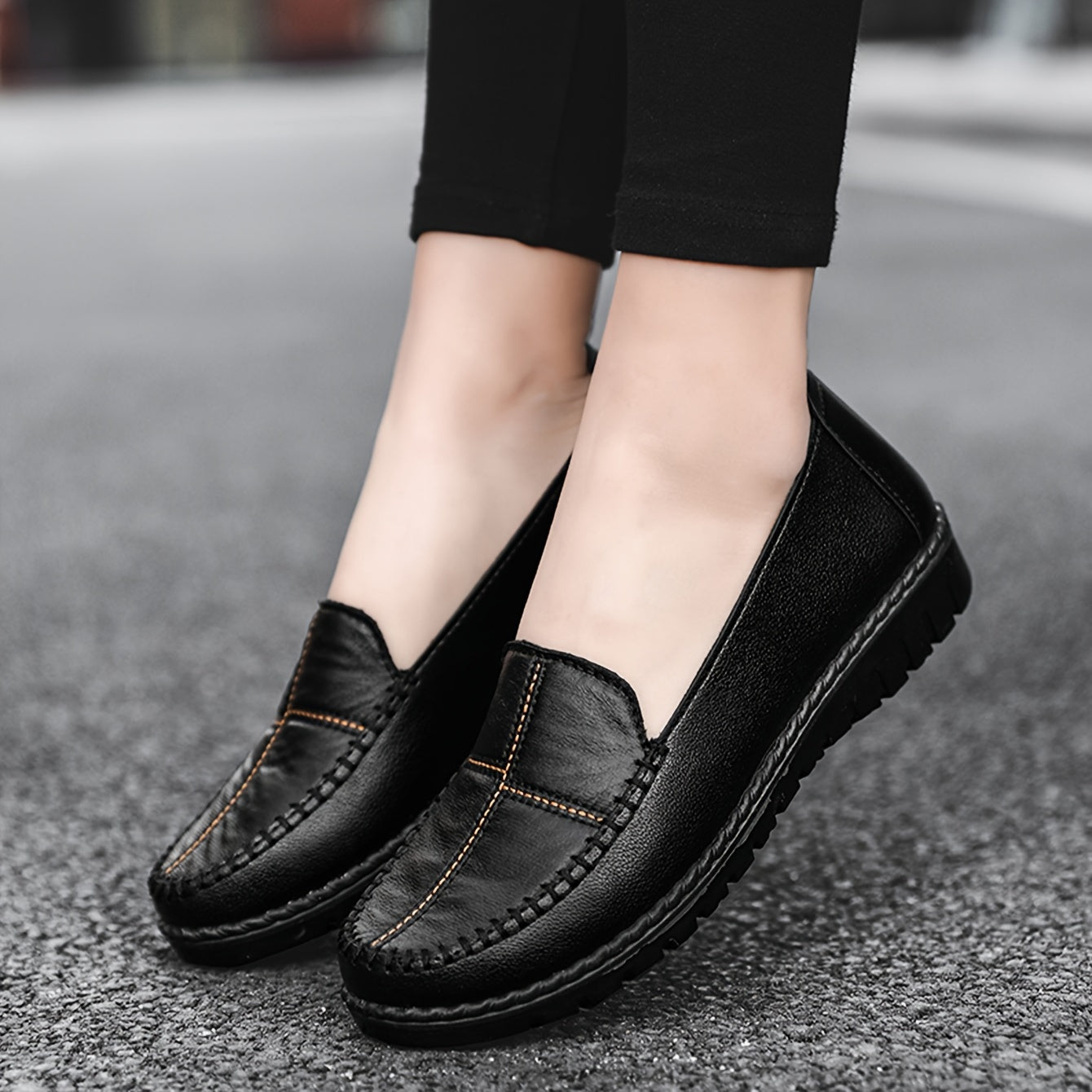 Damskie wsuwane loafersy, miękka podeszwa, antypoślizgowe płaskie buty