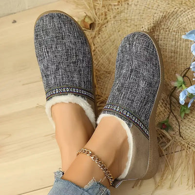 Geometryczne buty zimowe z tkaniny dla kobiet