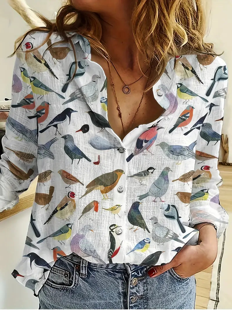 Modna koszula z długim rękawem i kołnierzykiem z klapami dla kobiet