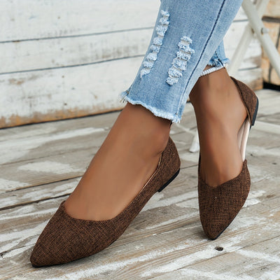 Elegancki czubek palca płaski, wycięty boku Tweed-Slip-On Buty