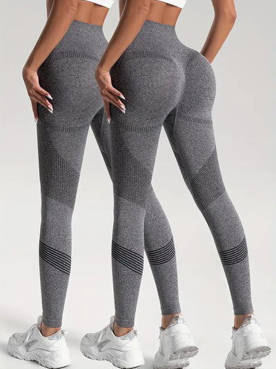 Dahlia - 2 szt. Legginsy sportowe do jogi i fitness w jednolitym kolorze o wysokiej rozciągliwości