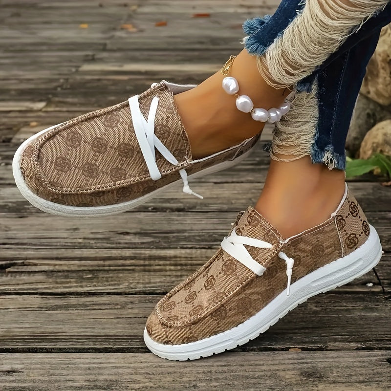 Letnie loafersy damskie - Lekkie buty wsuwane z kwiatowym wzorem