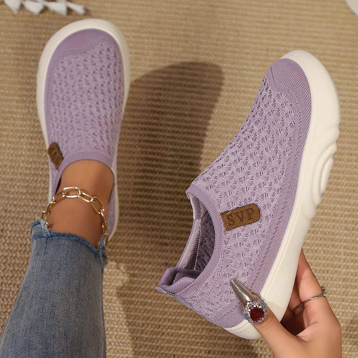 Letnie loafersy damskie - oddychające buty wsuwane z miękką podeszwą