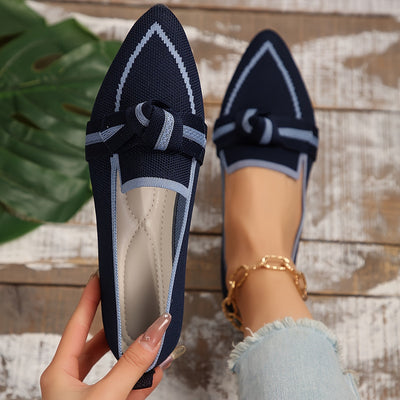 Knot Design Flats, oddychające baleriny wsuwane z spiczastymi palcami