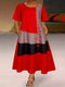 Sukienka maxi plus size czerwono-czarna z kieszeniami Casual