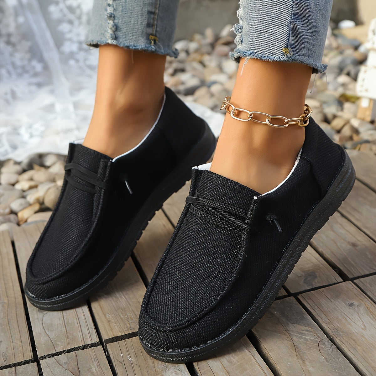 Letnie loafersy damskie - wygodne wsuwane buty płócienne z miękką podeszwą