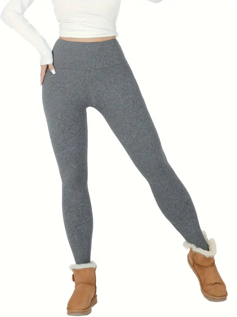 Damskie legginsy z wysokim stanem i podszewką z polaru termicznego