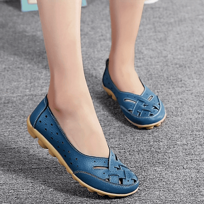 Damskie loafersy z poprzecznymi paskami, oddychające i wygodne buty wsuwane