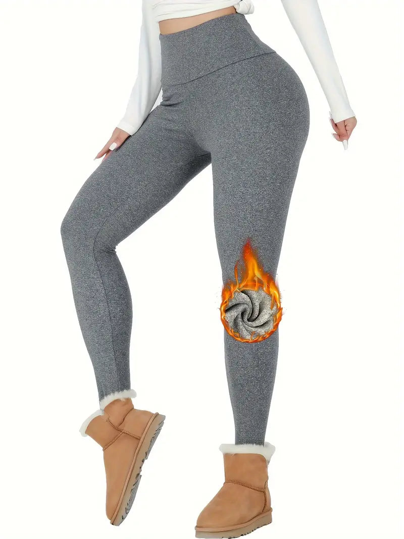 Damskie legginsy z wysokim stanem i podszewką z polaru termicznego