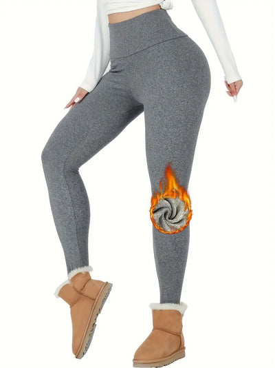 Damskie legginsy z wysokim stanem i podszewką z polaru termicznego