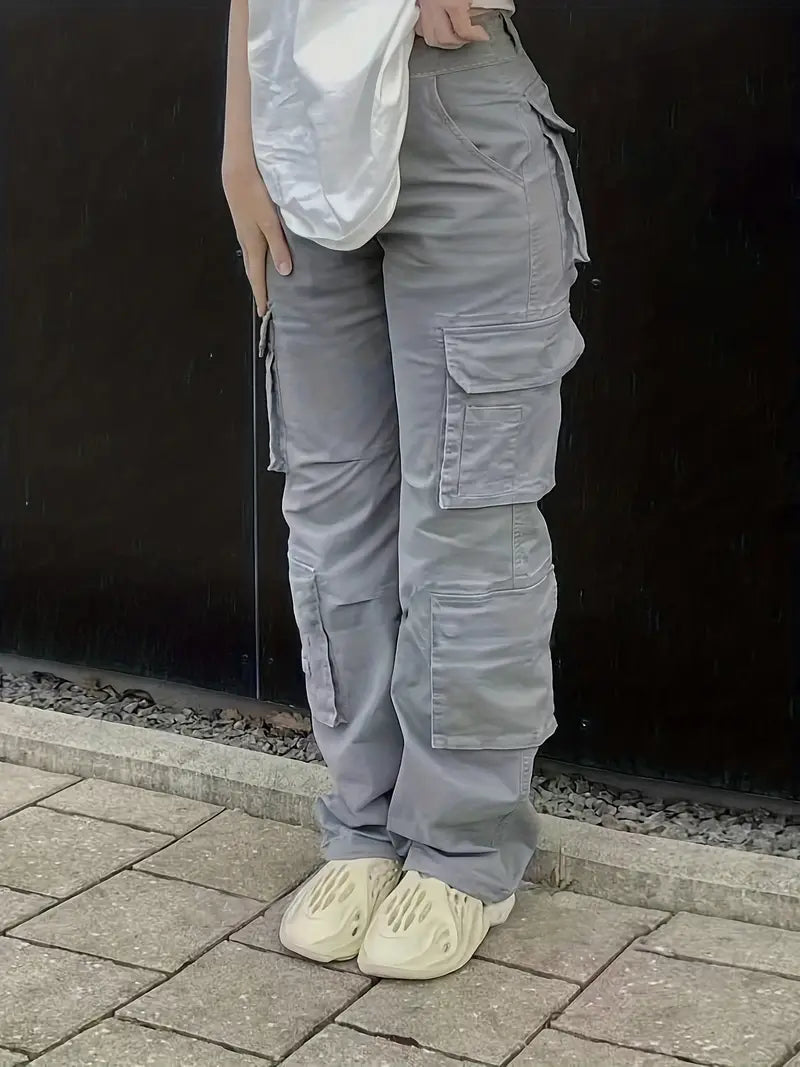 Jeni - spodnie jeansowe cargo w stylu retro z dżinsami w stylu street z wysokim stanem