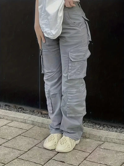 Jeni - spodnie jeansowe cargo w stylu retro z dżinsami w stylu street z wysokim stanem