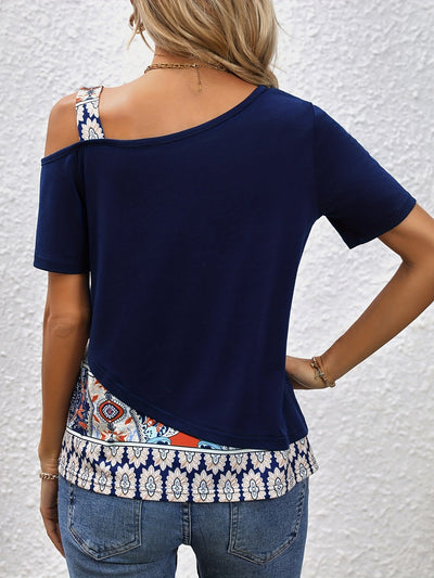 T-shirt damski na lato, wygodny, casualowy top wykonany z poliestru