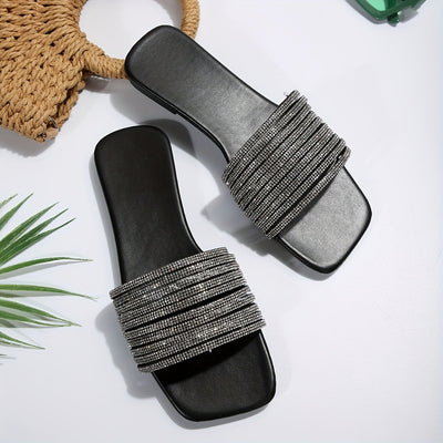 Letnie klapki damskie z dżetami, eleganckie buty plażowe