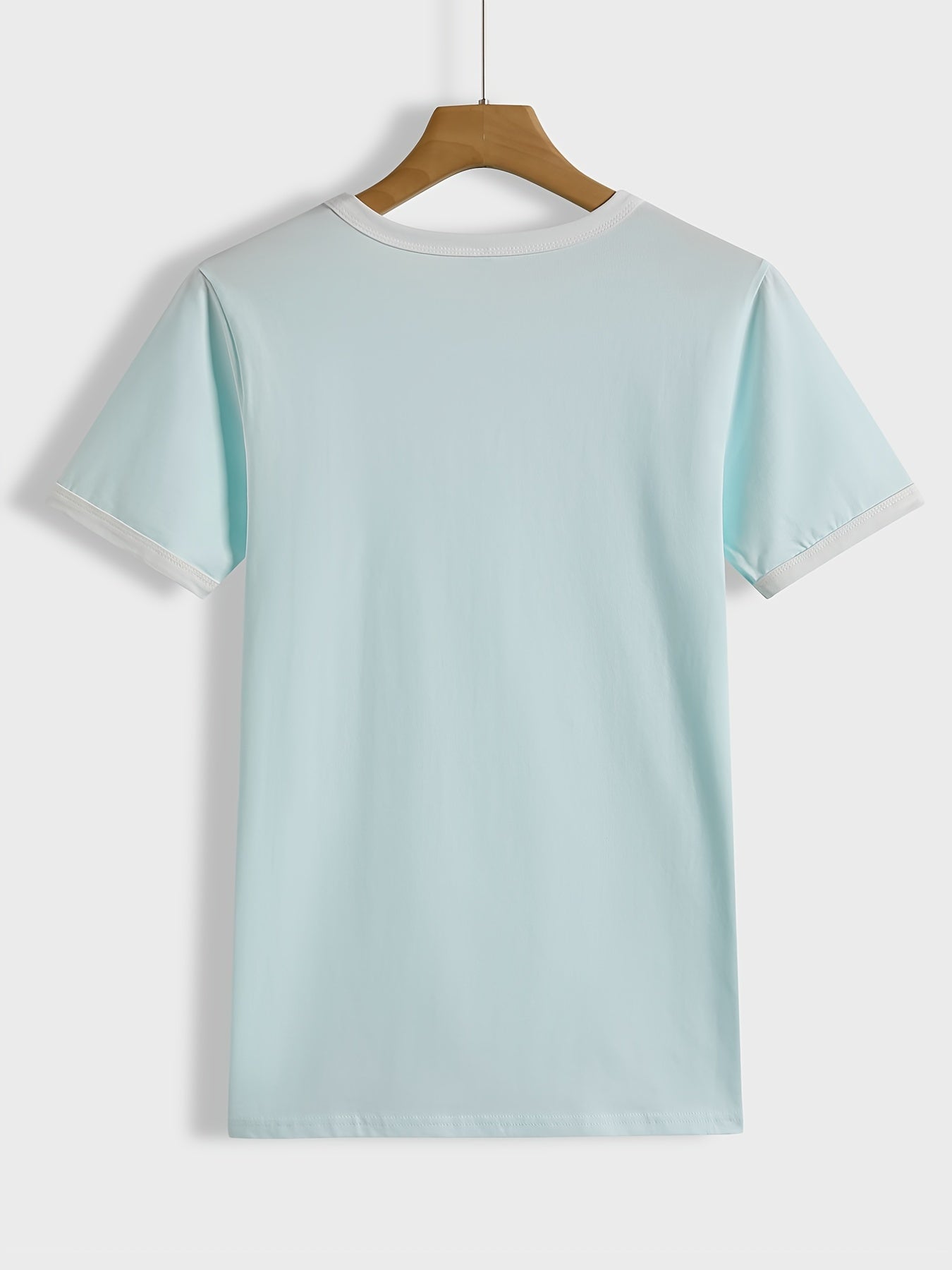 Letni T-shirt, luźna koszula z krótkim rękawem i okrągłym dekoltem, swobodny top wykonany z poliestru