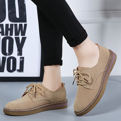 Damskie loafersy wykonane ze sztucznej skóry - Wygodne i oddychające sznurowane buty