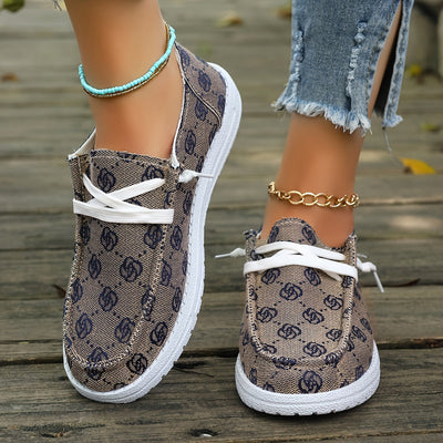 Letnie loafersy damskie - Lekkie buty wsuwane z kwiatowym wzorem