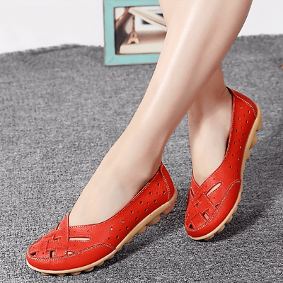 Damskie loafersy z poprzecznymi paskami, oddychające i wygodne buty wsuwane