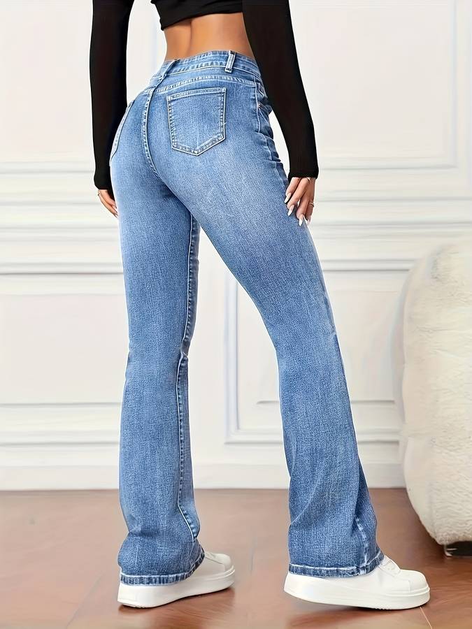 Rozkloszowane jeansy w stylu vintage ze stretchem