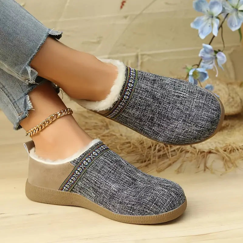 Geometryczne buty zimowe z tkaniny dla kobiet