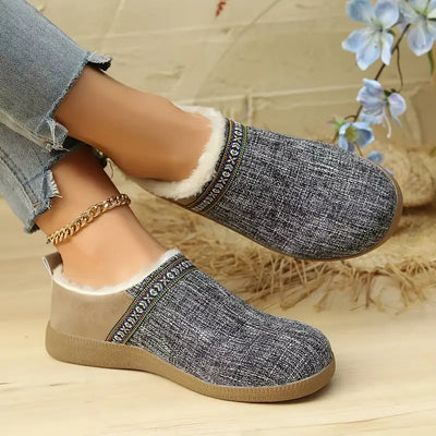 Geometryczne buty zimowe z tkaniny dla kobiet