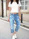 Dżinsy damskie typu boyfriend w stylu retro - styl Bootcut, dżins z wysokim stanem