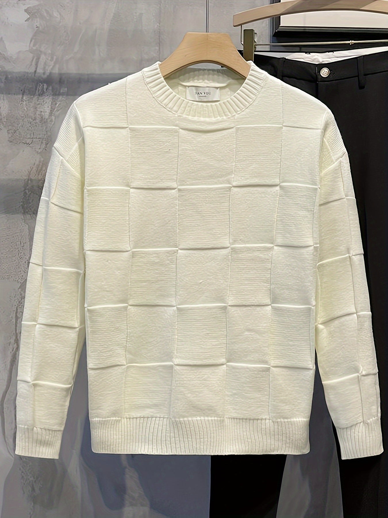 Adrian | Stylowy sweter męski z pikowanym wzorem