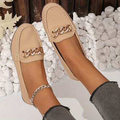 Loafersy z łańcuszkiem - Lekkie buty wsuwane z okrągłym noskiem