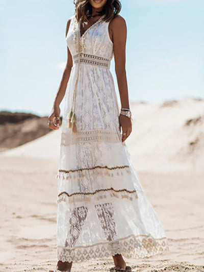 Eliza - Boho maxi sukienka dla kobiet