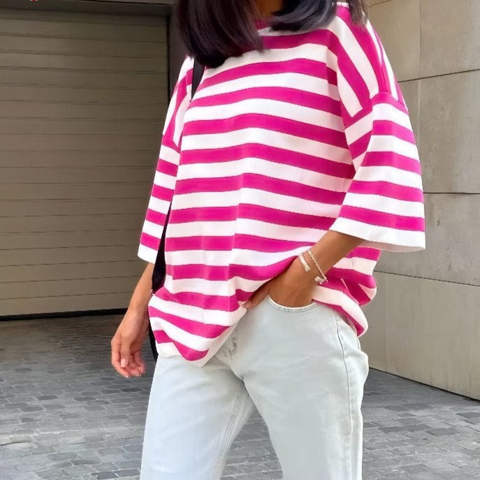 Bawełniany T-Shirt W Paski
