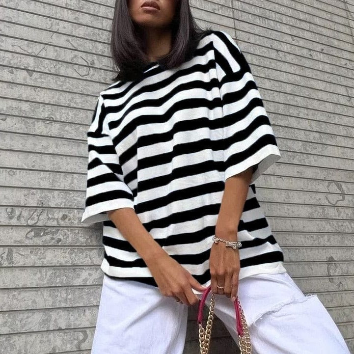 Bawełniany T-Shirt W Paski