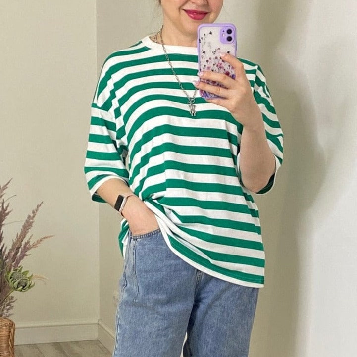 Bawełniany T-Shirt W Paski