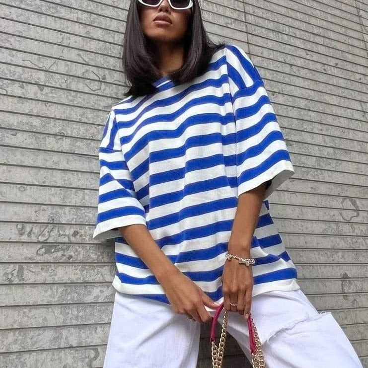Bawełniany T-Shirt W Paski