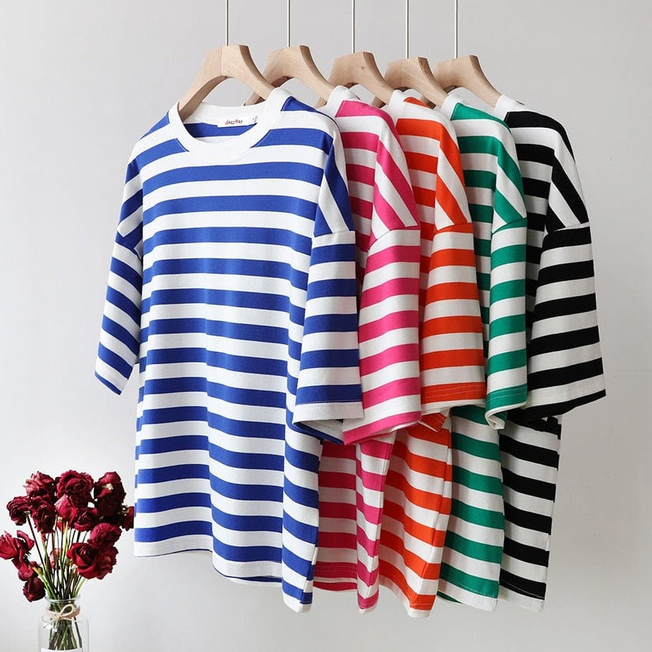 Bawełniany T-Shirt W Paski