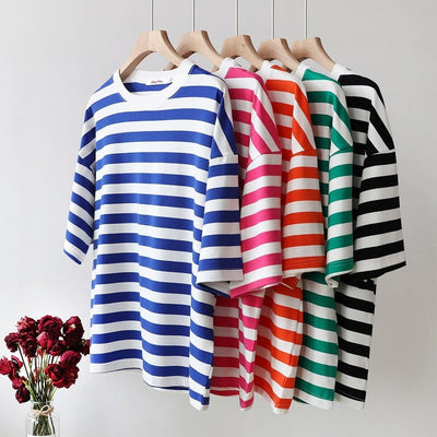 Bawełniany T-Shirt W Paski