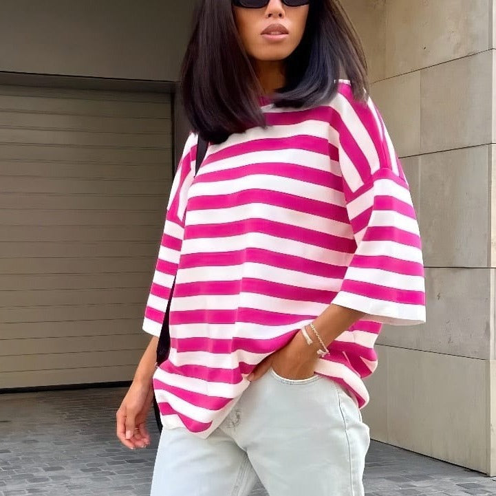 Bawełniany T-Shirt W Paski