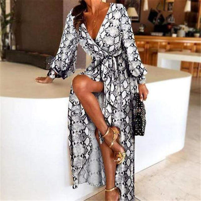 Boho Sukienka Maxi We Wzór