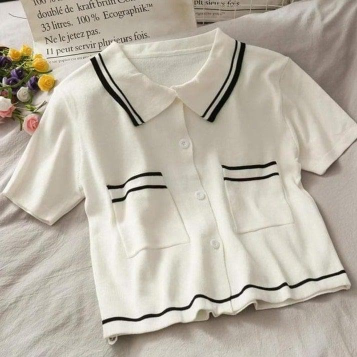 Bawełniany T-shirt Z Kołnierzykiem