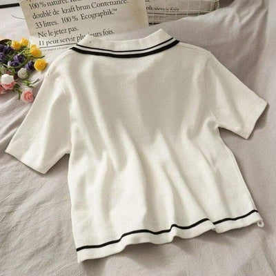 Bawełniany T-shirt Z Kołnierzykiem