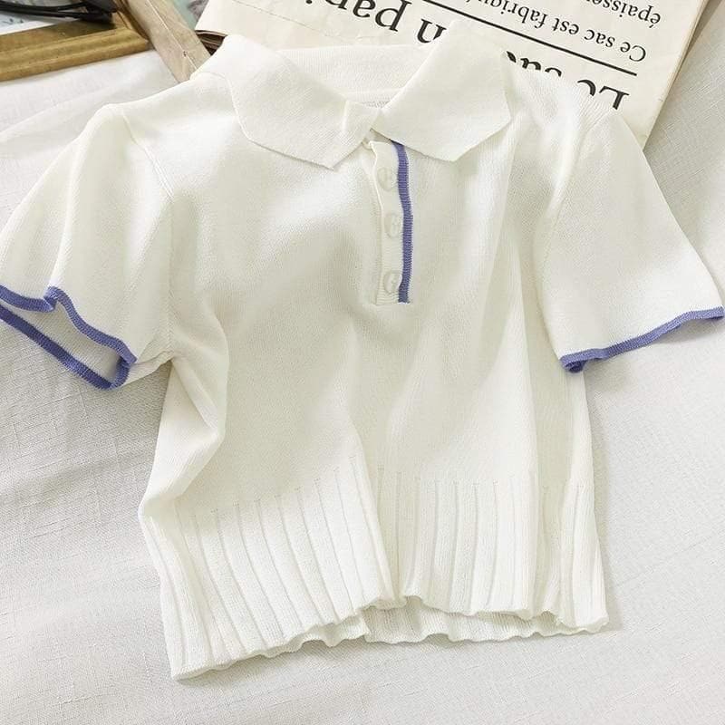 Bawełniany T-shirt Z Kołnierzykiem