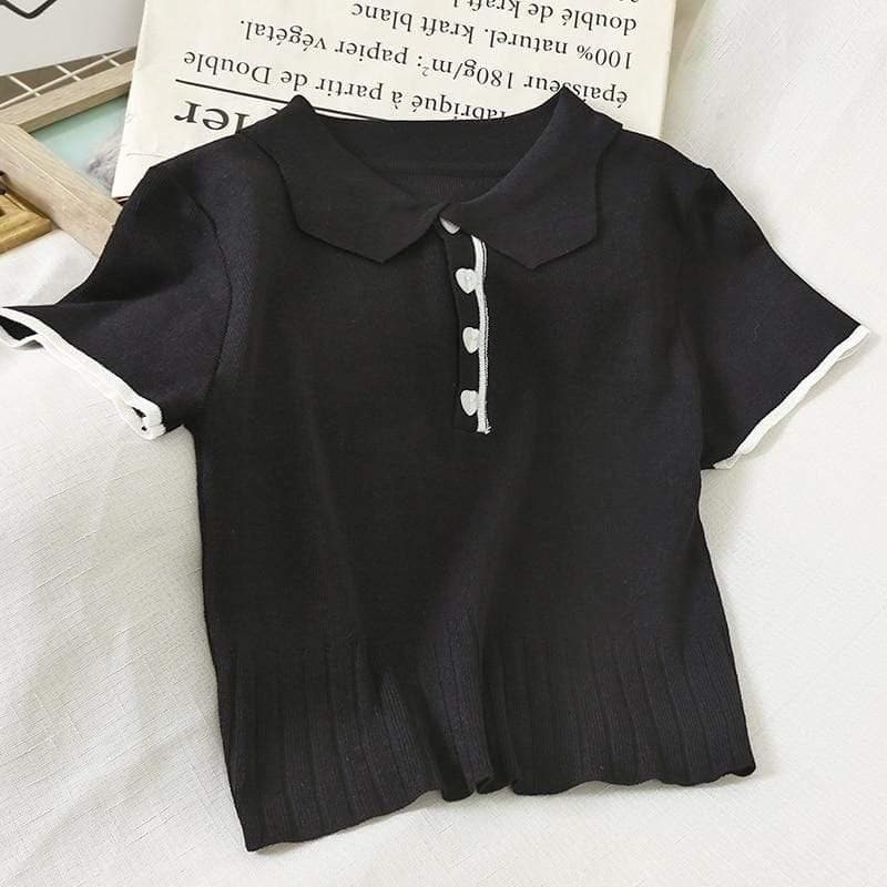 Bawełniany T-shirt Z Kołnierzykiem