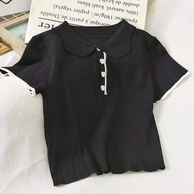 Bawełniany T-shirt Z Kołnierzykiem