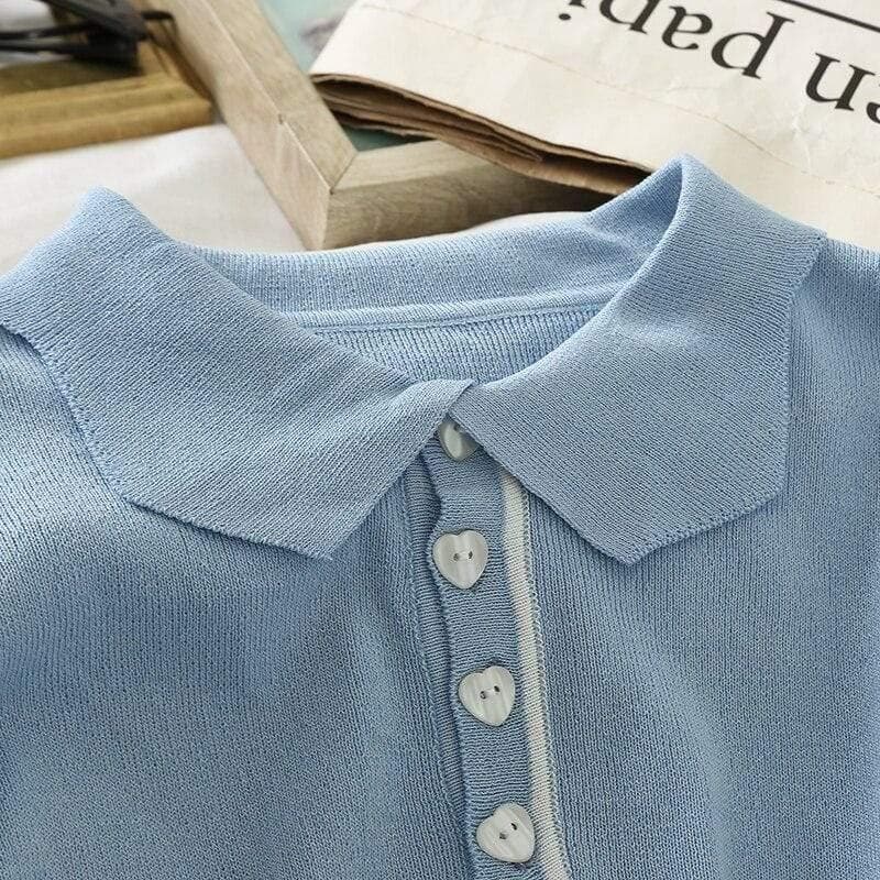 Bawełniany T-shirt Z Kołnierzykiem