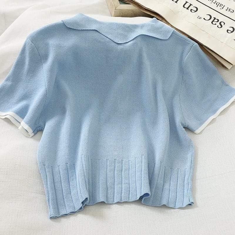 Bawełniany T-shirt Z Kołnierzykiem