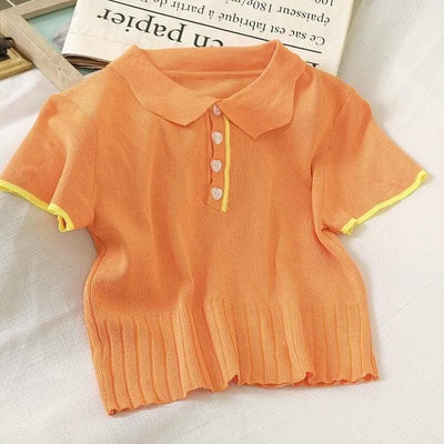 Bawełniany T-shirt Z Kołnierzykiem