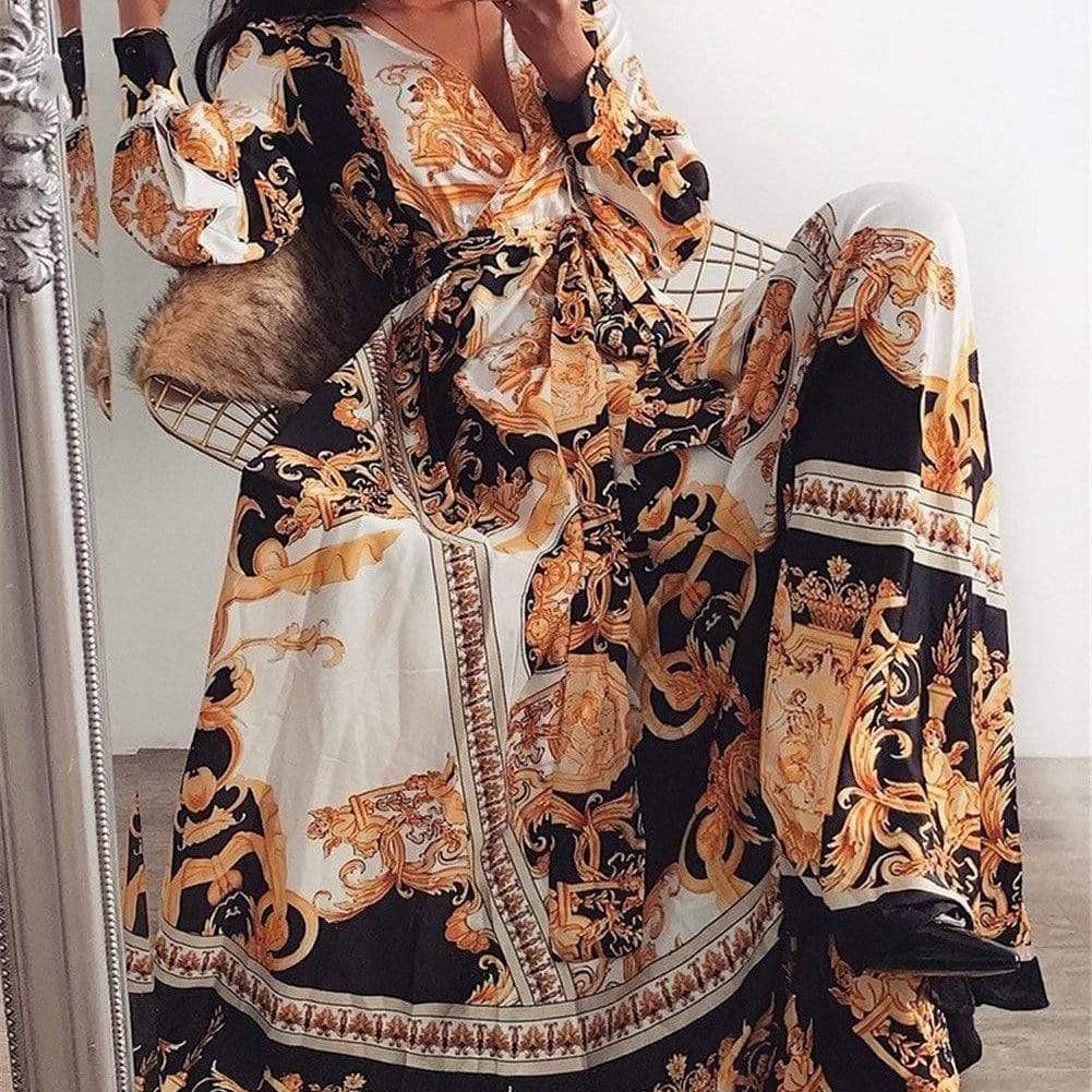 Boho Sukienka Maxi We Wzór