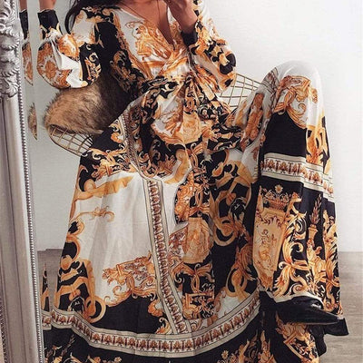 Boho Sukienka Maxi We Wzór