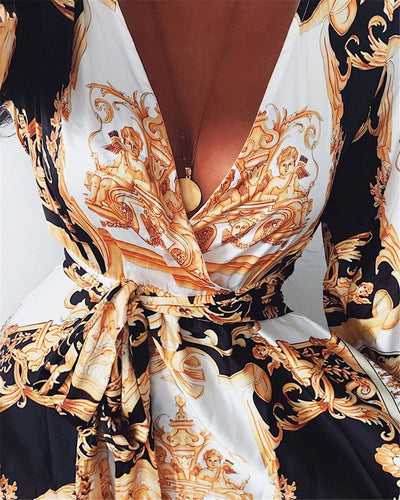 Boho Sukienka Maxi We Wzór