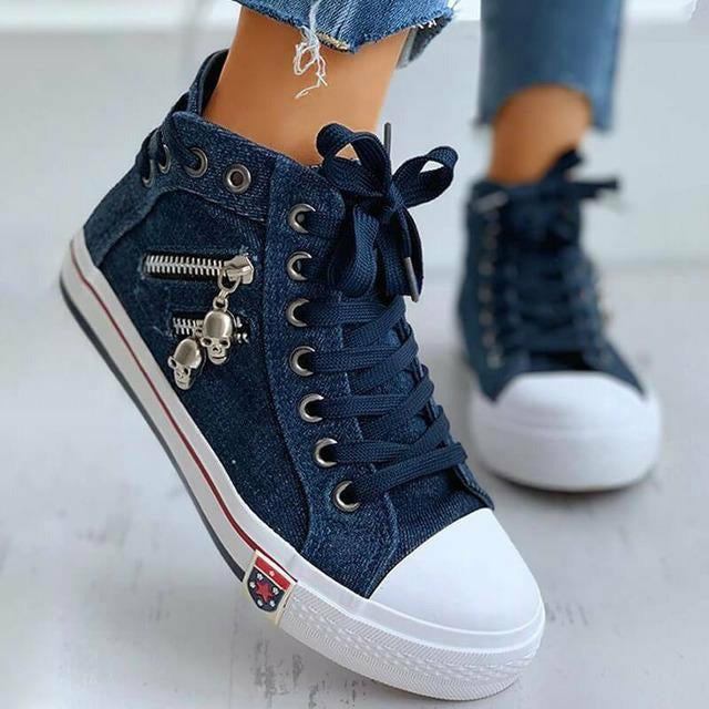 Leon - Oddychające trampki w stylu vintage, zapinane na zamek