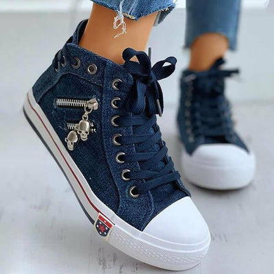 Leon - Oddychające trampki w stylu vintage, zapinane na zamek